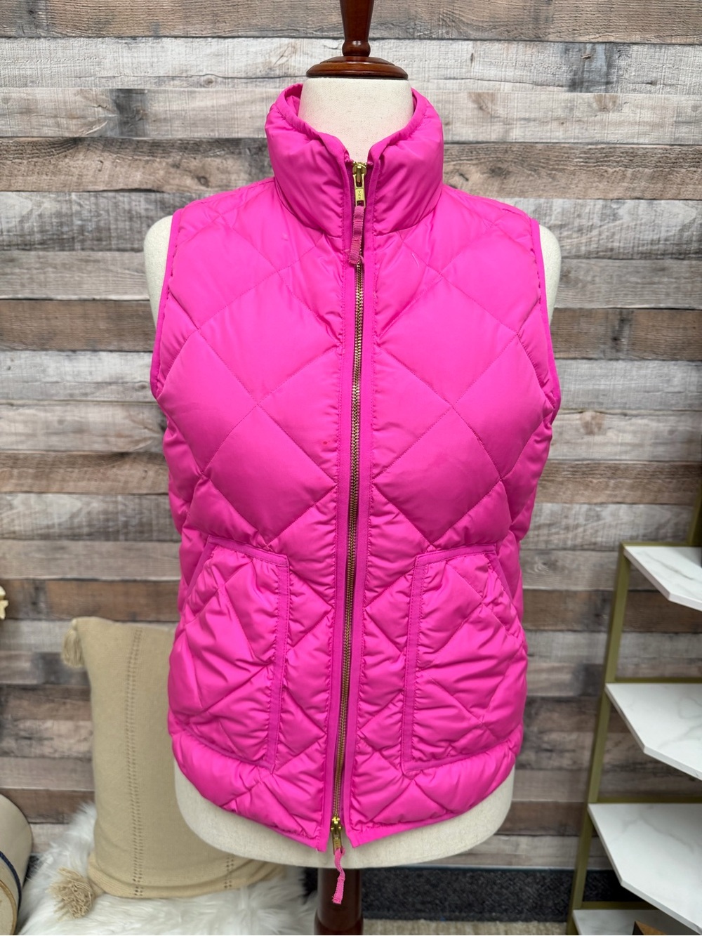 J Crew Pink Quilted Puffer Vest